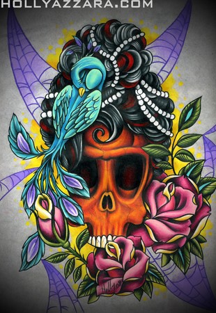 Holly Azzara - Skull With Peacock